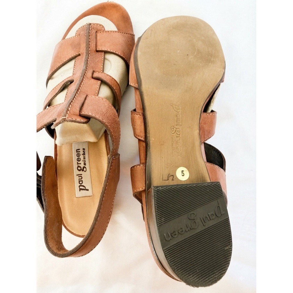 Paul Green Munchen Brown Leather Gladiator Sandals Ankle Strap Flat UK 5 US 7.5 - Picture 4 of 4